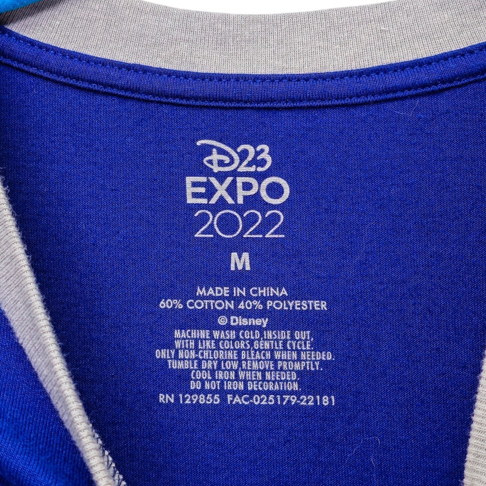 Disney D23 Expo 2022 Mickey Mouse Ringer T-Shirt Womens Size M Blue Excellent - Picture 4 of 4